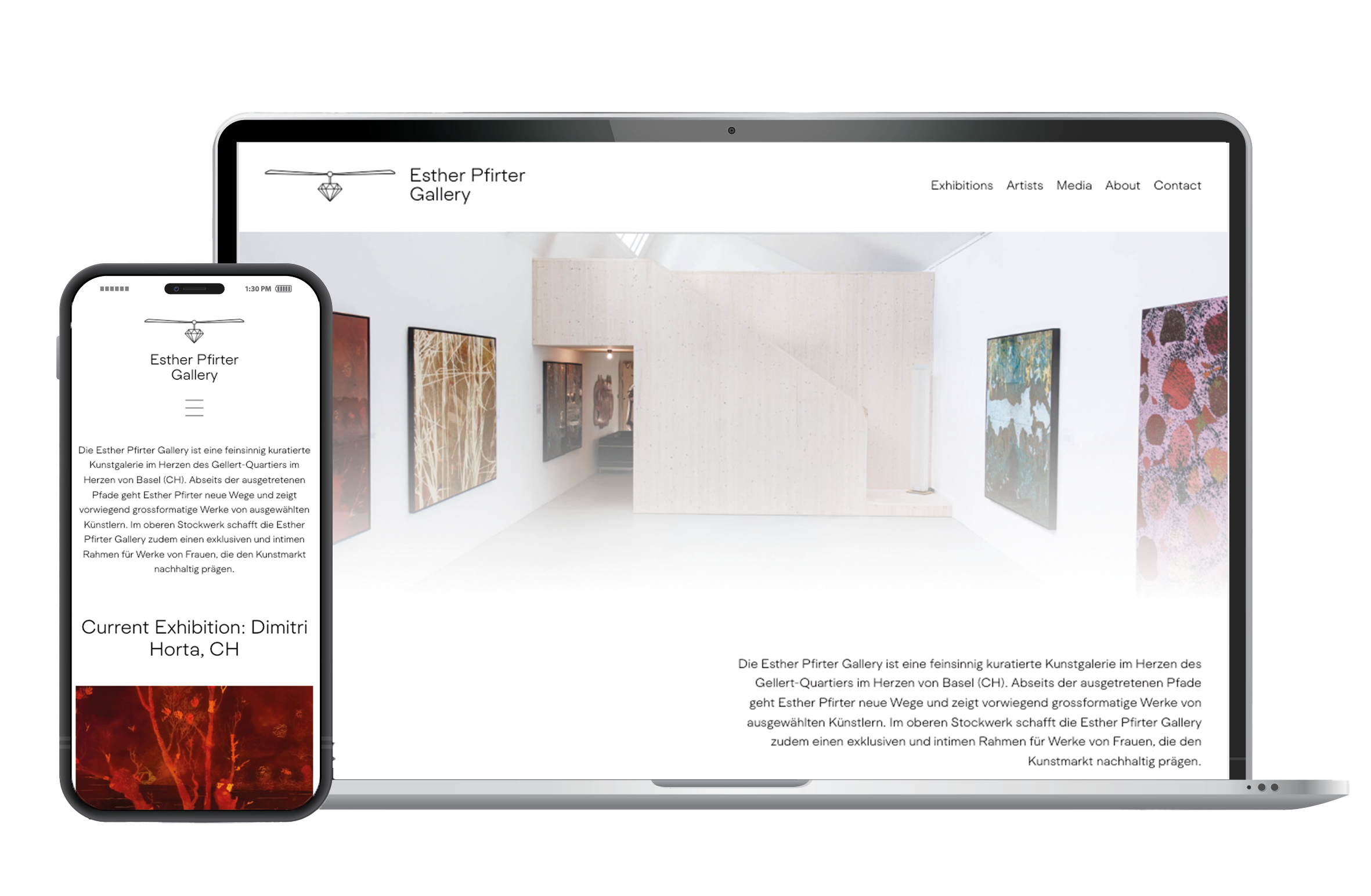 Mock-Up der Website von Esther Pfirter Gallery