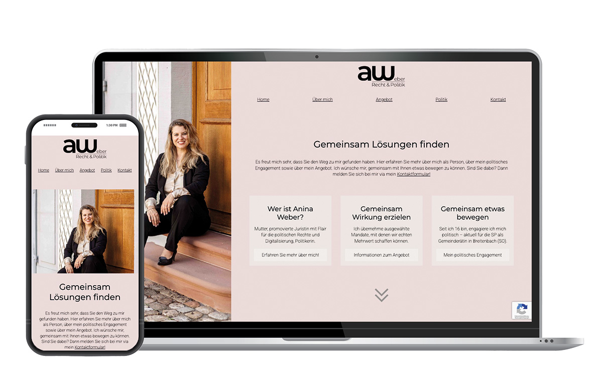 Mock-Up der Website von Anina Weber