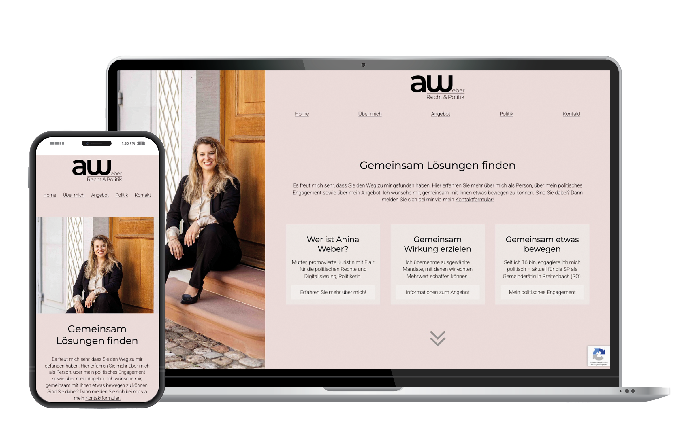 Mock-Up der Website von Anina Weber